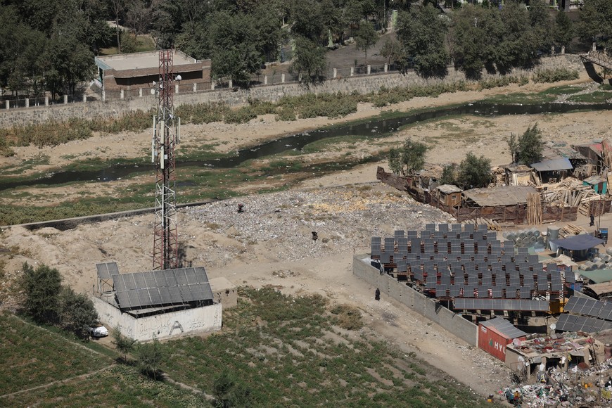 Telecom network antenna stands on the ground, amid telecom shutdown across the country, in Kabul, Afghanistan, September 30, 2025. REUTERS/Sayed Hassib