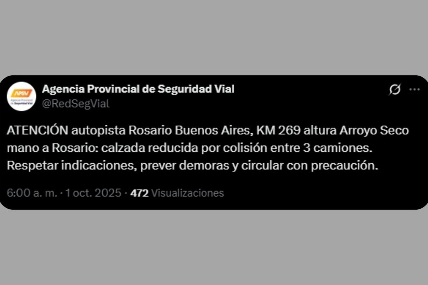 El mensaje de la APSV en X.