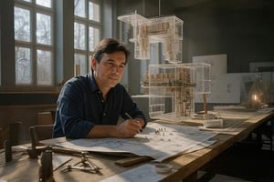 El arquitecto no se limita a croquizar planos ni a resolver medidas. Su oficio mezcla ciencia y ternura, cálculo y hasta poesía.