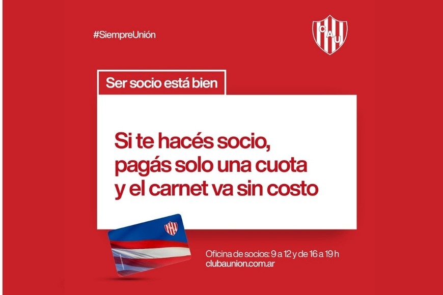 Si te hacés socio, pagás solo una cuota y el carnet va sin costo. Créditos: Unión