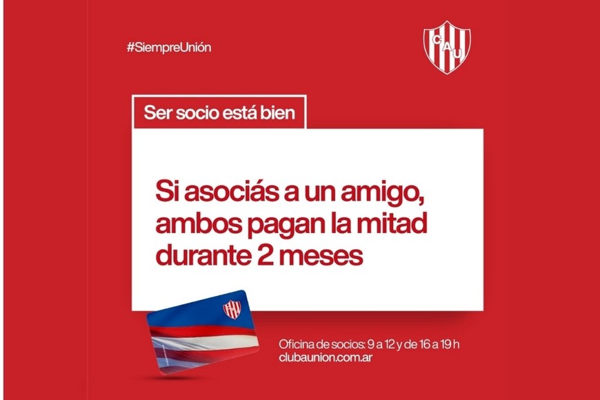 Si asociás a un amigo, ambos pagan la mitad durante 2 meses. Créditos: Unión