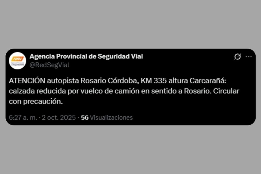 Aviso de la APSV en X.