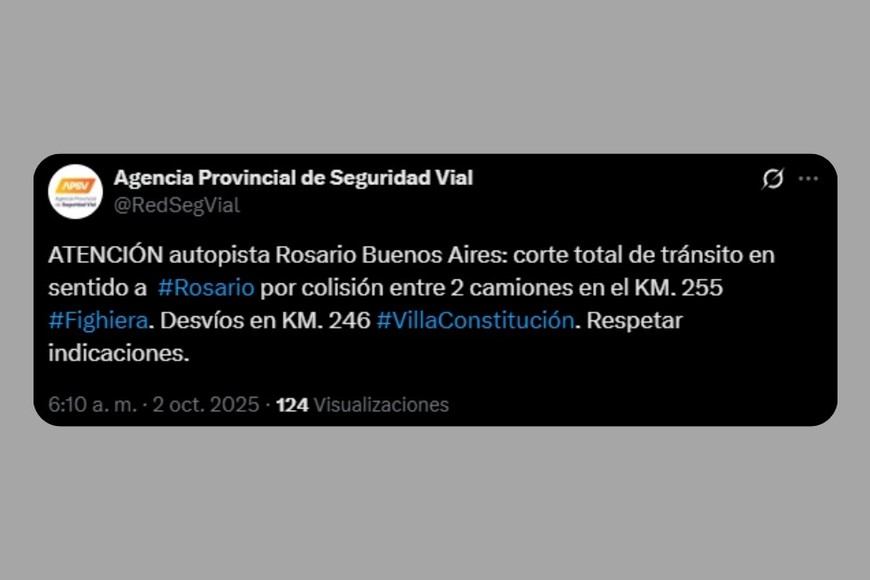 Aviso de la APSV en X.