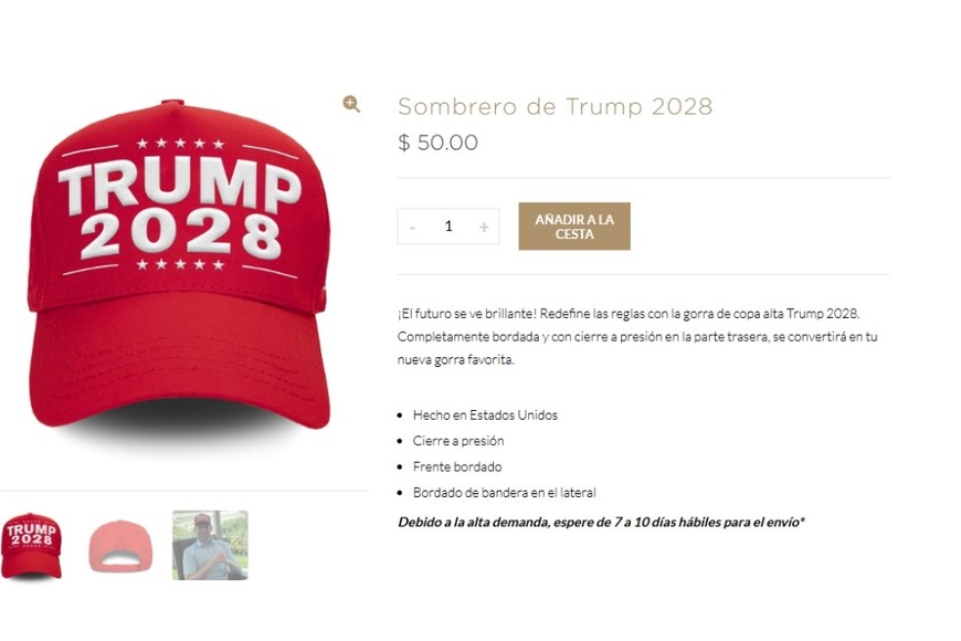 La gorra de 2028 en la Trump Store.