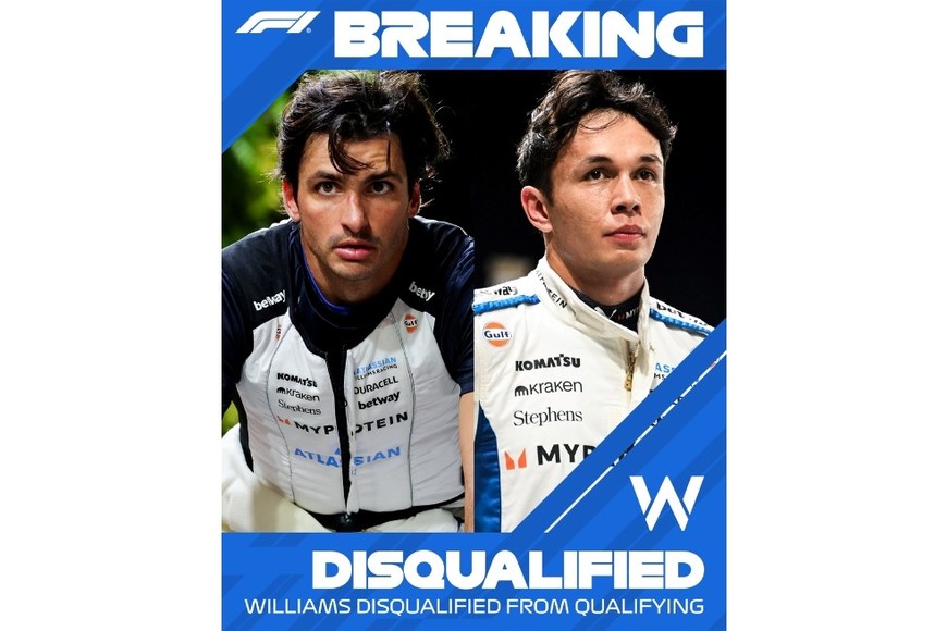 Sainz y Albon descalificados de la clasificación. Crédito: F1