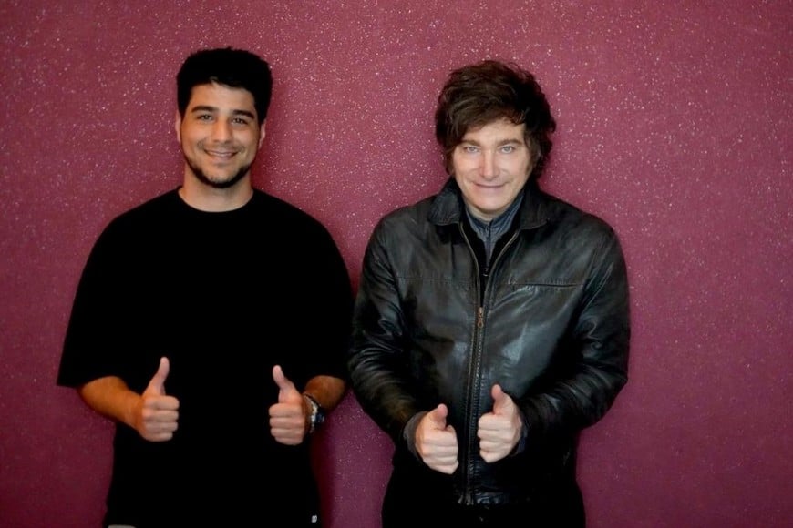 Agustín Pellegrini compartió la caminata con Milei. Foto: Gentileza