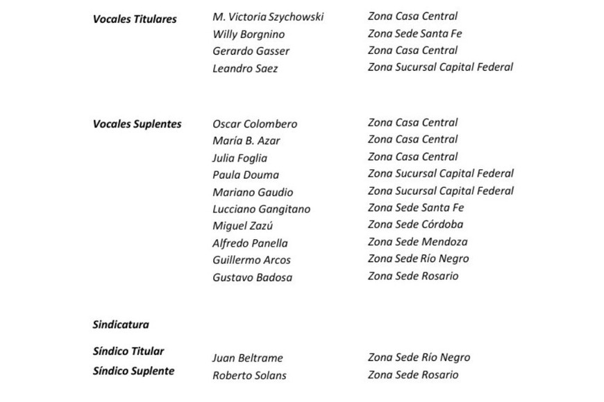 Nuevas autoridades para el ejercicio 2025/2026 de Sancor Cooperativa de Seguros Limitada