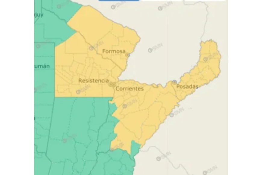 El gráfico de alertas del SMN.
