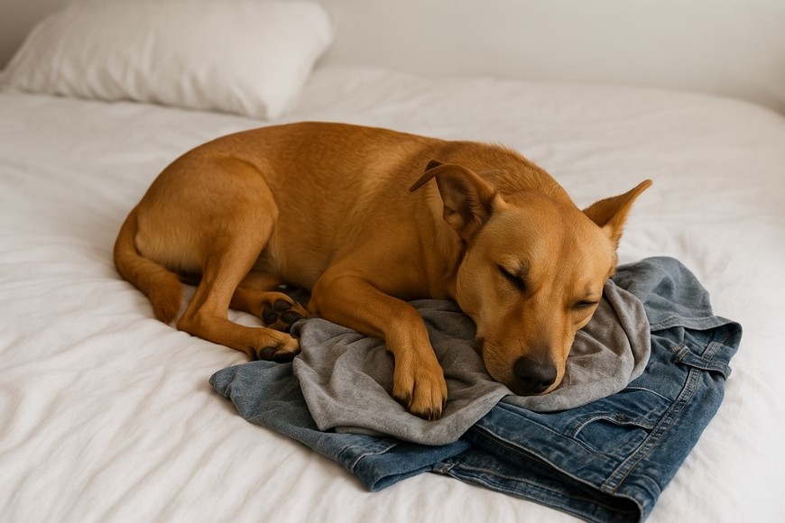 Dormir sobre tu ropa es su manera de sentirse seguro.