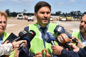 Pullaro recorrió junto a Scaglia y Puccini este lunes la obra de modernización del Aeropuerto de Rosario.