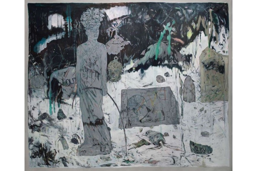 "Una expedición animista en un mundo inactivo", acrílico sobre tela de 2023. Foto: Gentileza de la artista