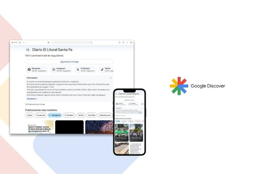 Con la nueva función de Google, los usuarios pueden seguir a El Litoral y acceder a sus contenidos desde la app y el buscador en cualquier momento.