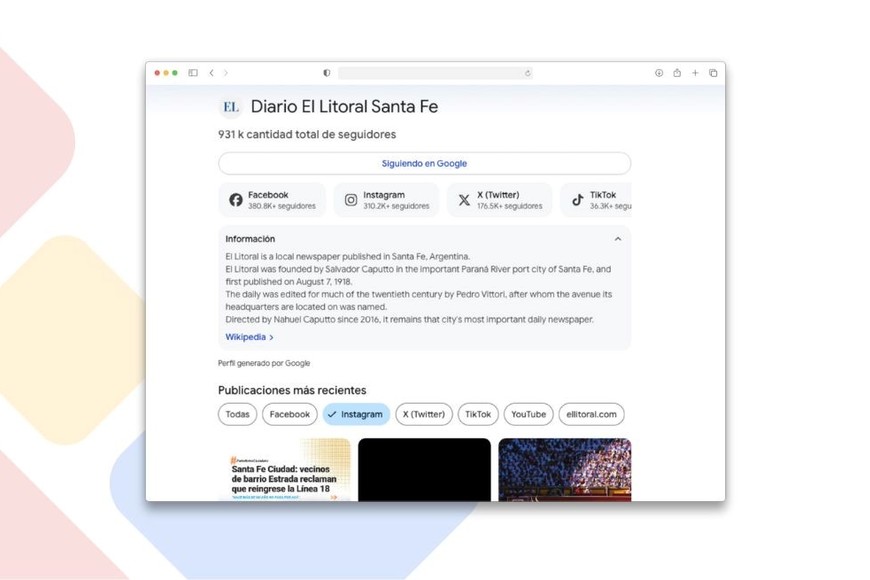 Seguir a El Litoral en Google es simple y permite acceder más rápido a las noticias de Santa Fe y la región.