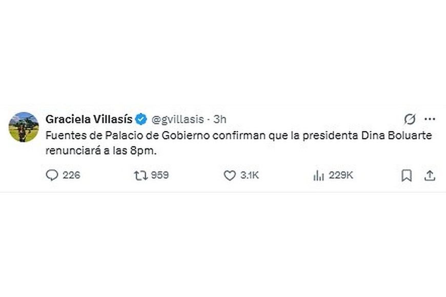 La publicación de la periodista Graciela Villasís en X.