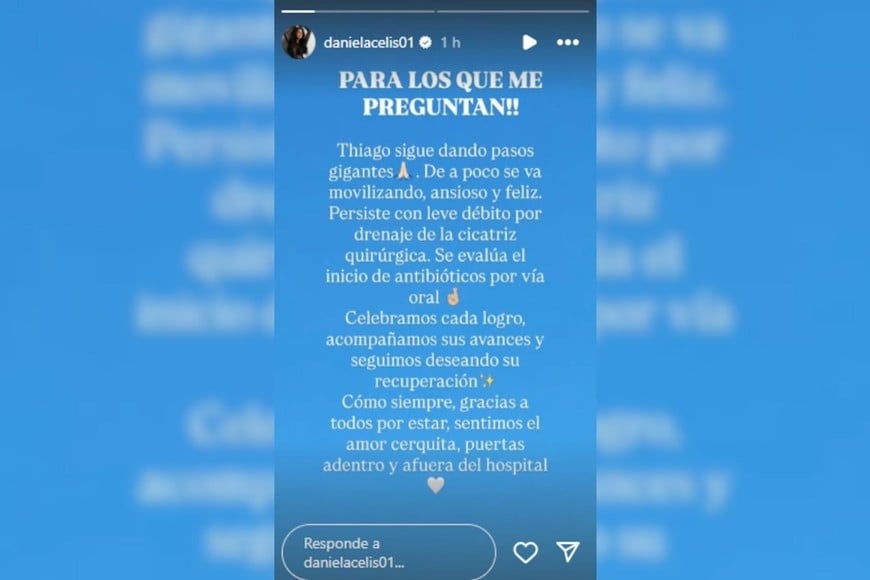 Daniela Celis festejó la evolución de Thiago Medina.