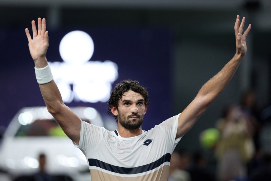 Tennis - ATP Masters 1000 - Shanghai Masters - Qizhong Forest Sports City Arena, Shanghai, China - October 11, 2025
Monaco's Valentin Vacherot celebrates winning his semi final match against Serbia's Novak Djokovic REUTERS/Go Nakamura