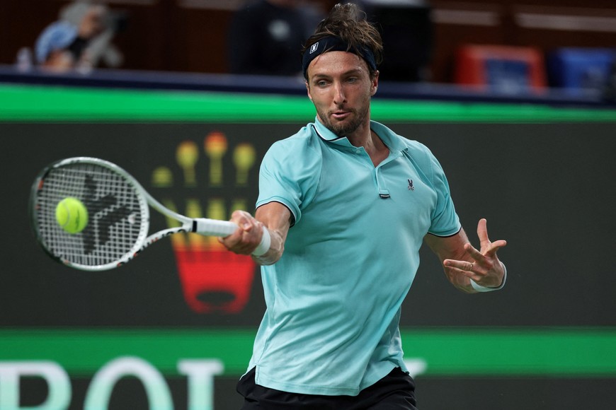 Tennis - ATP Masters 1000 - Shanghai Masters - Qizhong Forest Sports City Arena, Shanghai, China - October 11, 2025
France's Arthur Rinderknech in action during his semi final match against Russia's Daniil Medvedev REUTERS/Go Nakamura