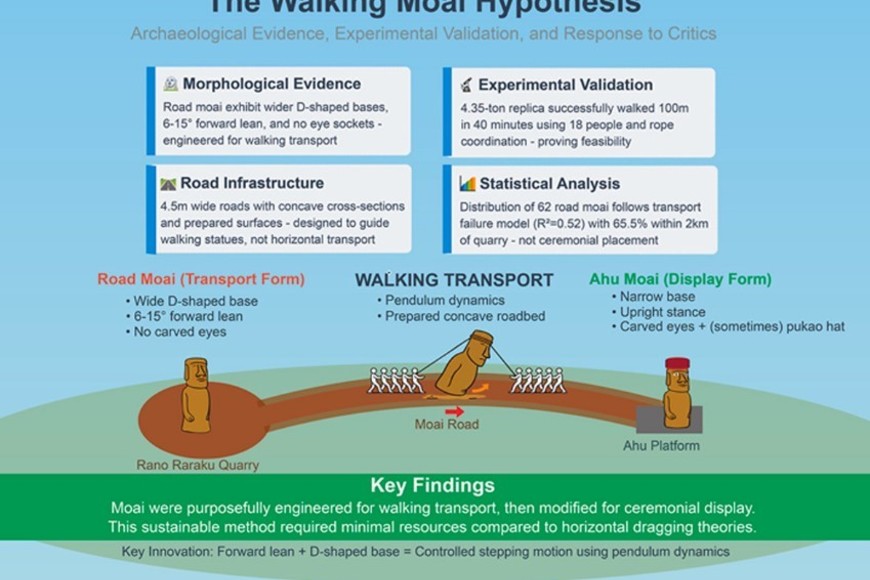 Para los investigadores, las monumentales estatuas habían sido transportadas "haciéndolas caminar".