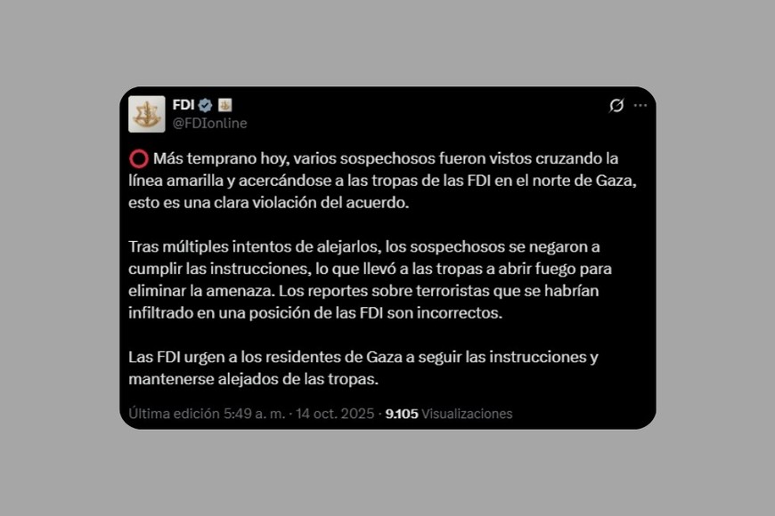 El comunicado de laa FDI en X.