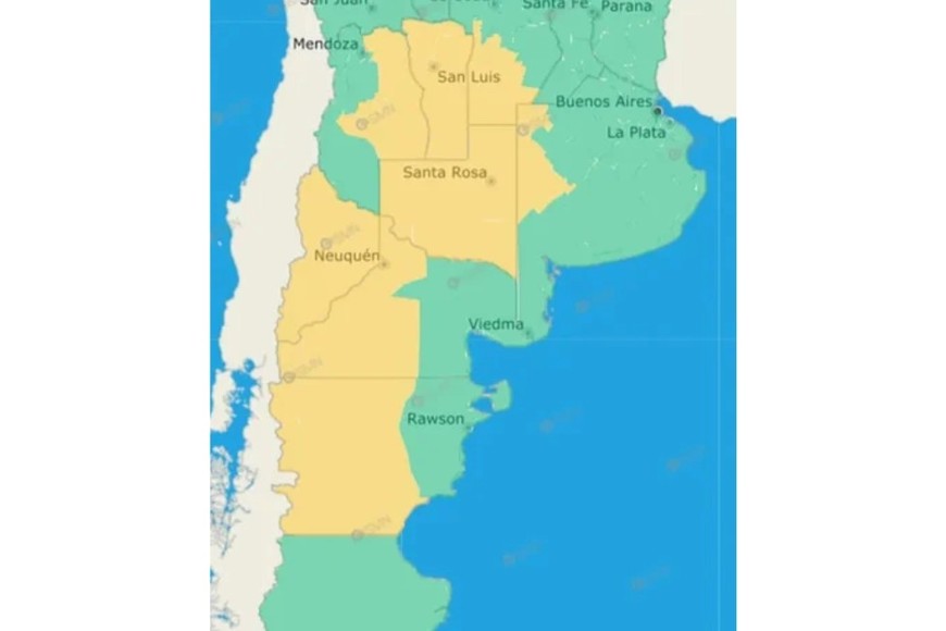 El gráfico de alertas del SMN.
