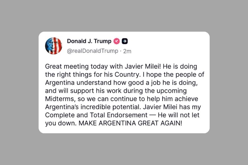 La publicación de Trump este martes después de la reunión.