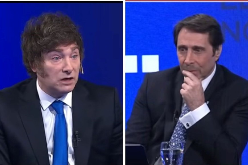 El presidente Javier Milei durante la entrevista con Eduardo Feinmann.