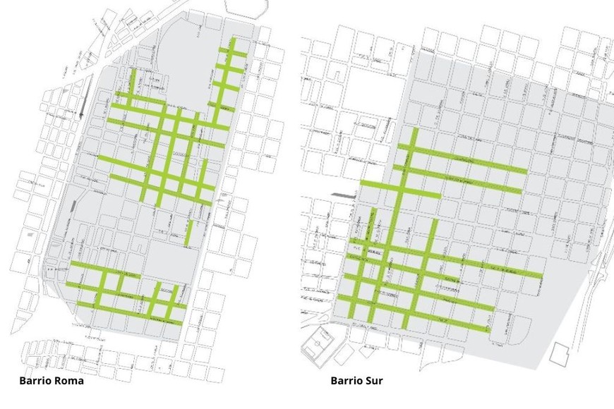 Sectores a evaluar en barrios Roma y Sur. Crédito: El Litoral
