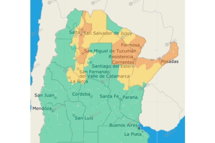 El gráfico de alertas del SMN.