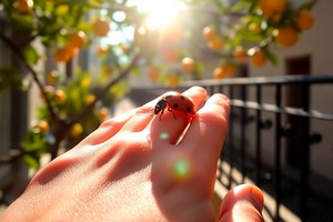 La mariquita y sus buenos augurios. Si aterriza en la casa, dicen, habrá buenas nuevas; si se posa en el hombro, se abren caminos; si entra por la ventana, algo se ordena en el ánimo.