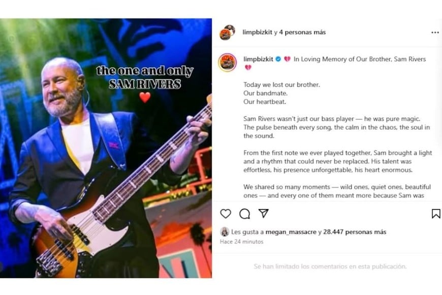 El grupo estadounidense despidió al músico con un sentido mensaje en redes sociales: “Nuestro latido”.