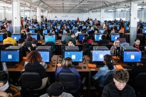 El simulacro de la DINE. Foto: NA.