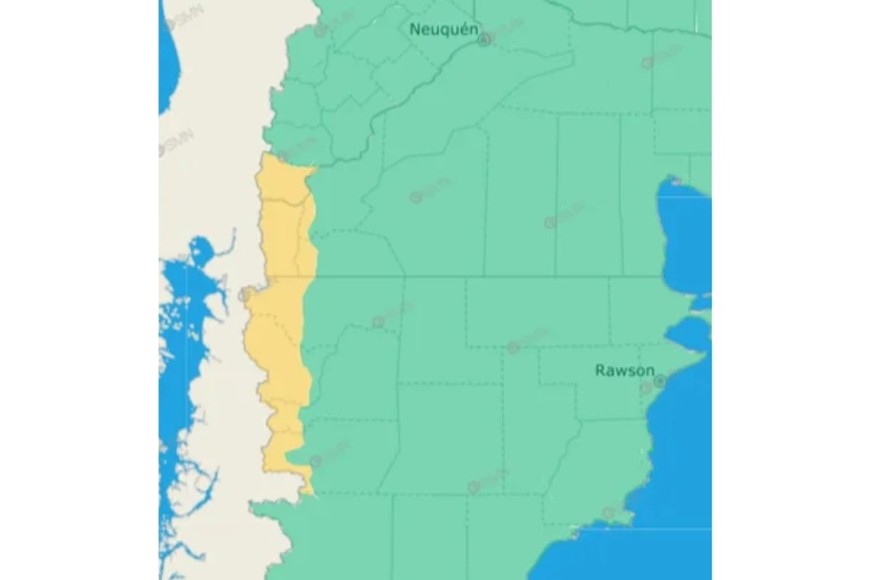 El gráfico de alertas del SMN.