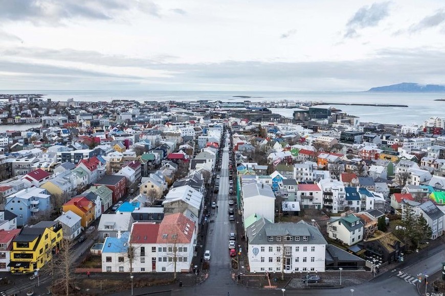 Una vista aérea de la ciudad de Reikiavik.