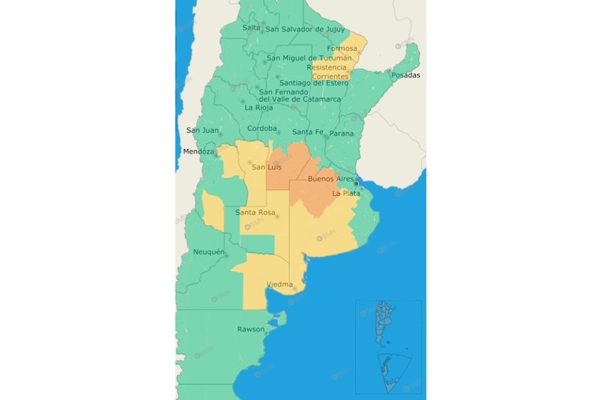 El gráfico de alertas del SMN.