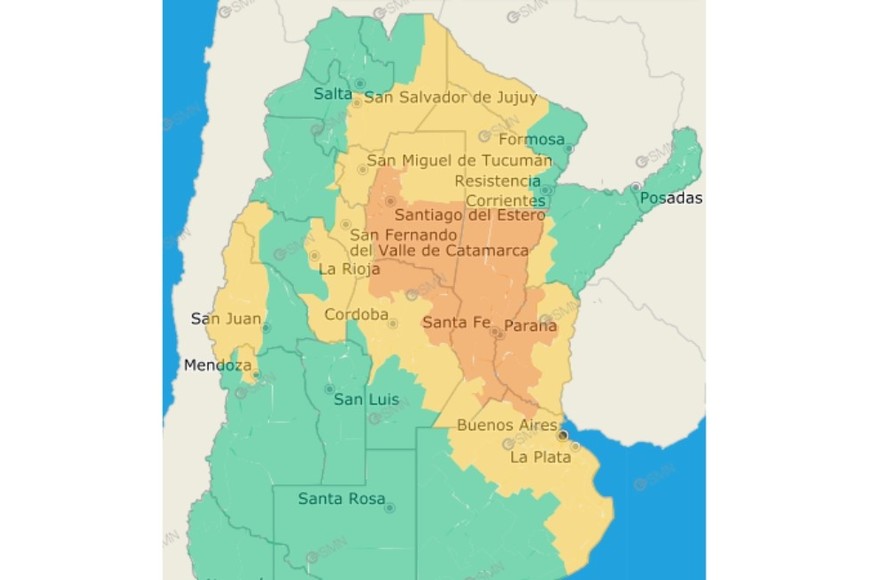 El gráfico de alertas del SMN.