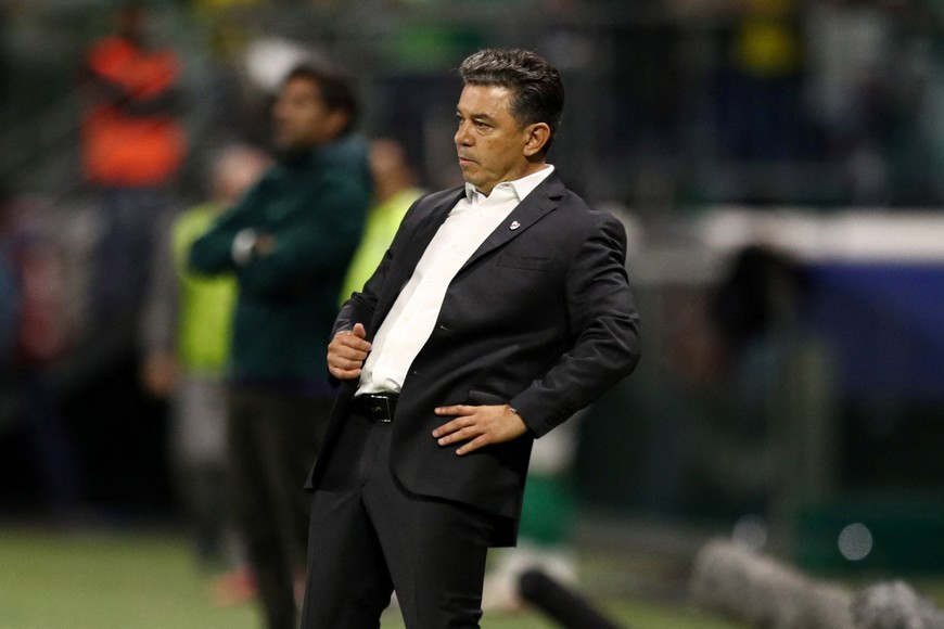 Soccer Football - Copa Libertadores - Quarter Finals - Second Leg - Palmeiras v River Plate - Allianz Parque, Sao Paulo, Brazil - September 24, 2025
River Plate coach Marcelo Gallardo reacts REUTERS/Jean Carniel