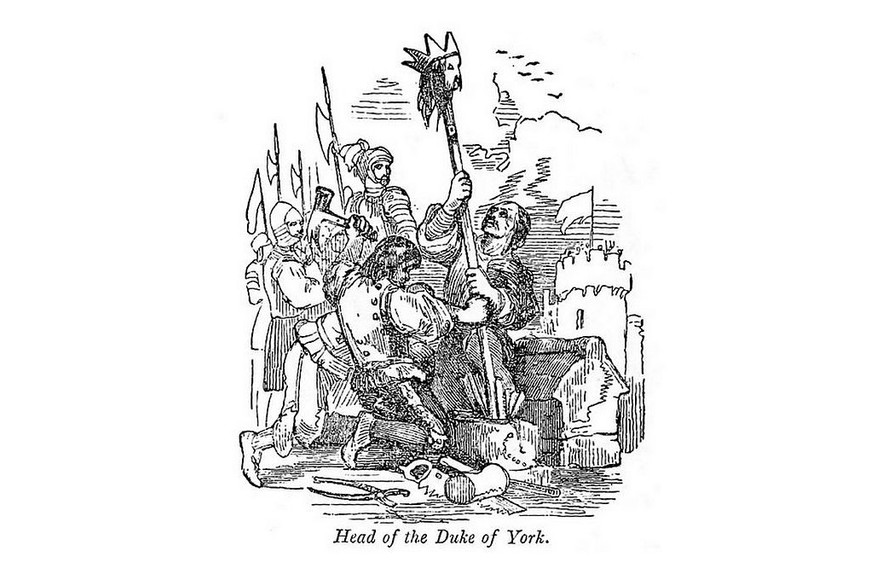 Ricardo, el III duque de York fue decapitado en batalla, con la cabeza clavada en una pica con una corona de papel.