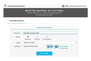 Completá los campos y confirmá el lugar de votación.
