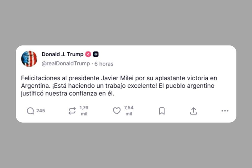 Una de las publicaciones de Trump en Truth Social.