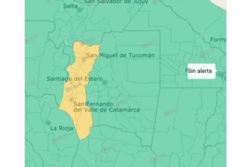El gráfico de alertas por lluvias.