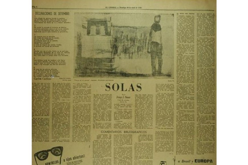 Un texto de Saer y un cuadro de Supisiche. Foto: Archivo El Litoral