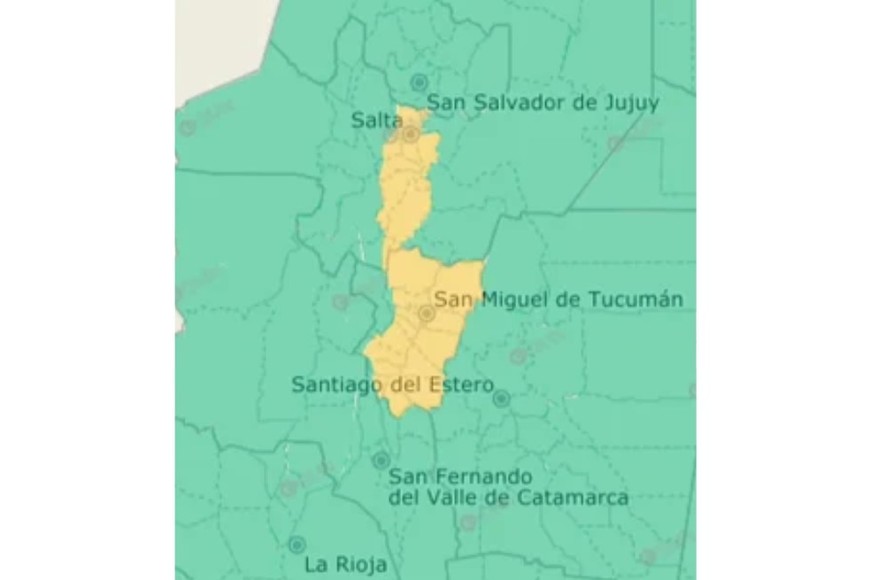El gráfico de alertas del SMN.