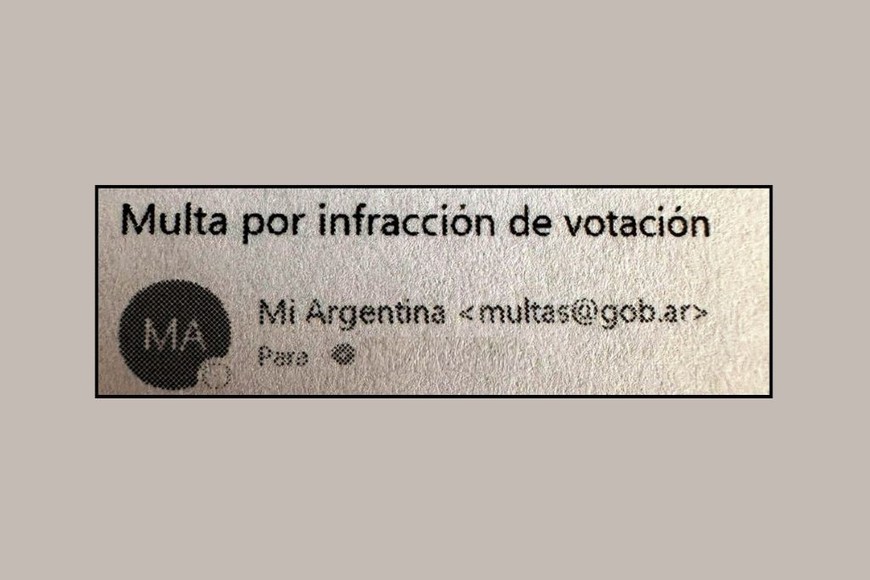 Los correos falsos llegan con el asunto “Multa por infracción de votación” . Captura de pantalla.