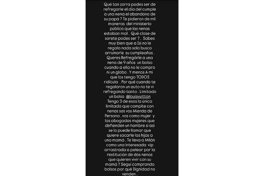 Wanda le dedicó una larga lista de insultos a "La China" Suárez, actual pareja de su ex, Mauro Icardi.