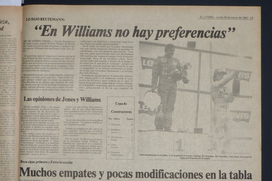 Las declaraciones del Lole, reproducidas por El Litoral, luego de aquella famosa carrera de 1981 en Brasil
