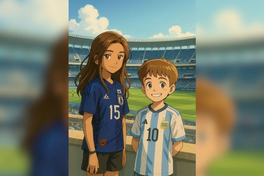 Fonsi y Male. Fotos creadas con IA para resguardar la identidad de los menores. Crédito El Litoral