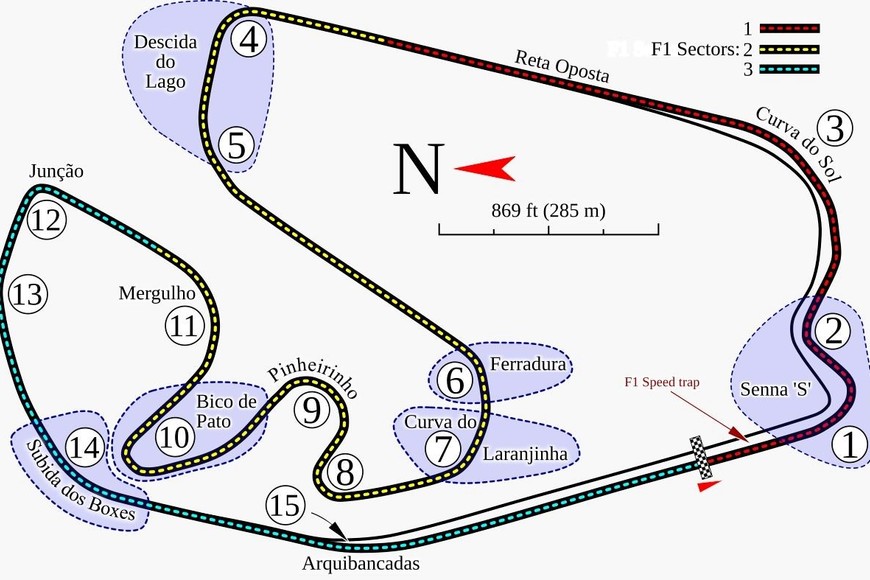El trazado de Interlagos en San Pablo.