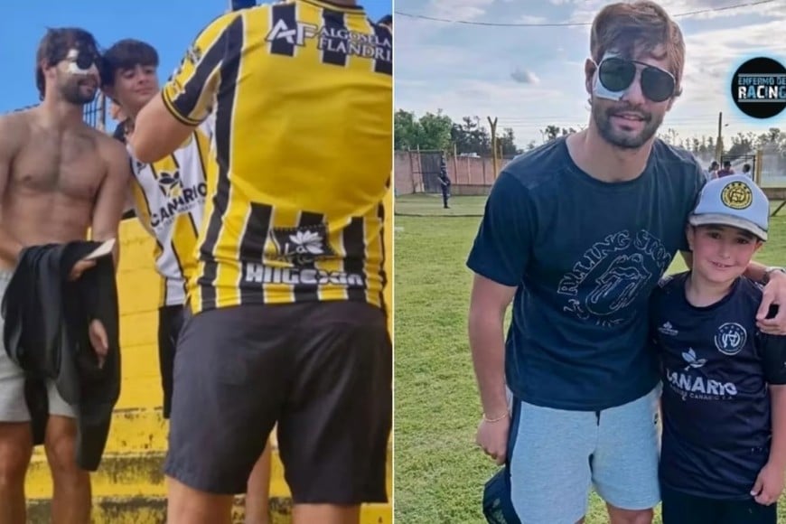 El capitán de Racing apareció en la cancha de Flandria, hablando con hinchas.