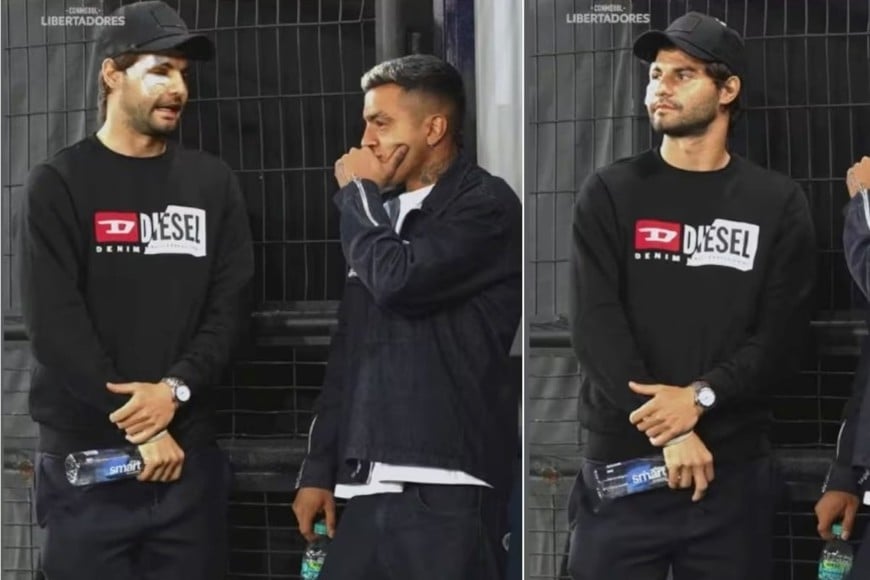 Santiago Sosa, vendado y junto al ex Racing Miranda.