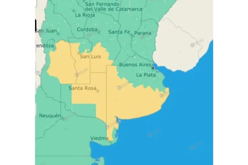 El gráfico de alertas del SMN.